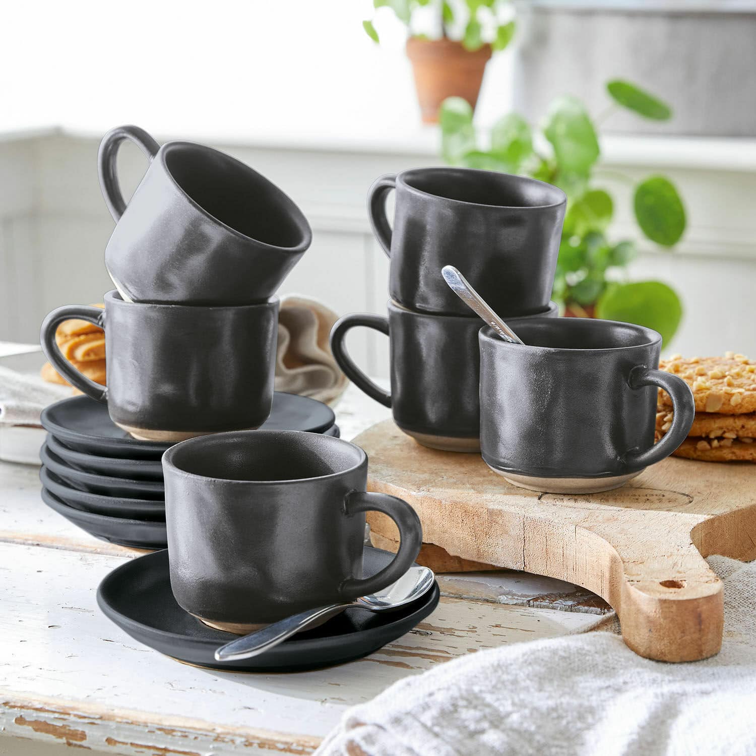 Espressokop en -schotel set van 6 Biarré